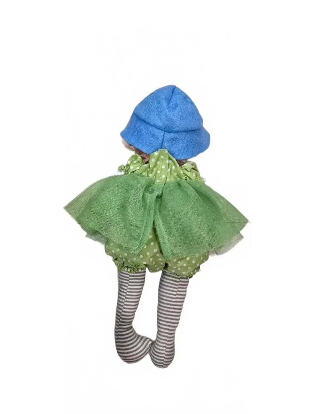 Bunnies By The Bay Handmade Plush Doll with Blue Hat and Green Dress